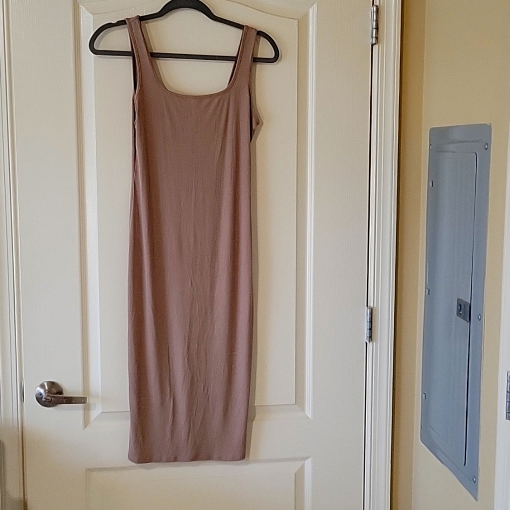Long tan tank top dress